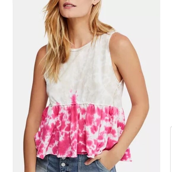 Free People Anytime Tie-Dye Cotton Tank Top Medium - Picture 1 of 8